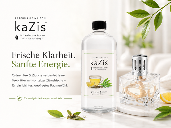 kaZis® 1 Liter Duft für katalytische Lampen - Grüner Tee & Zitrone Raumduft Nachfüller