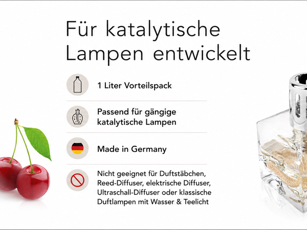 kaZis® 1 Liter Duft für katalytische Lampen - Amarena Kirsche Raumduft Nachfüller