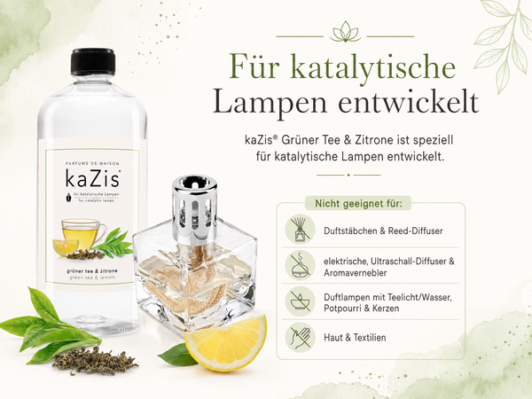 kaZis® 1 Liter Duft für katalytische Lampen - Grüner Tee & Zitrone Raumduft Nachfüller