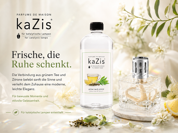 kaZis® 1 Liter Duft für katalytische Lampen - Grüner Tee & Zitrone Raumduft Nachfüller