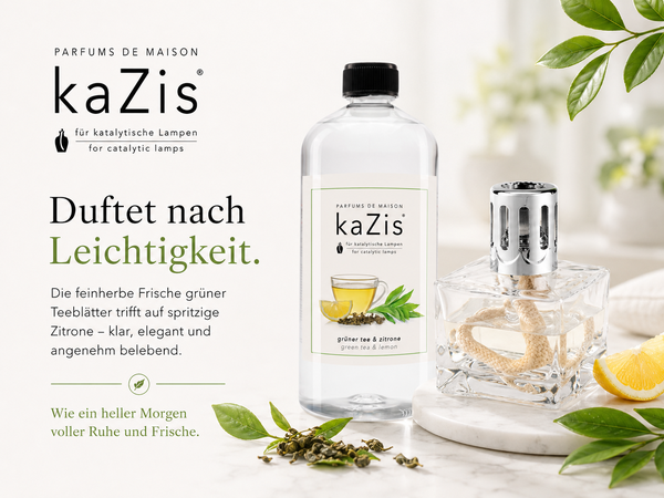 kaZis® 1 Liter Duft für katalytische Lampen - Grüner Tee & Zitrone Raumduft Nachfüller