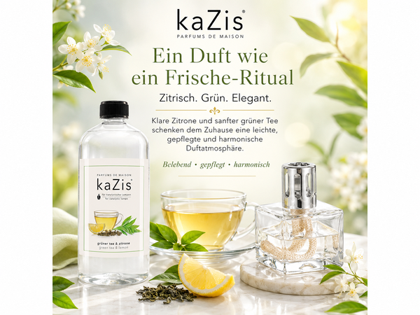 kaZis® 1 Liter Duft für katalytische Lampen - Grüner Tee & Zitrone Raumduft Nachfüller